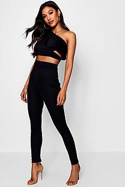 Boohoo Mandy Off The Shoulder Crop Skinny Trouser Co-ord