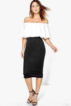 Boohoo Ailani Colour Block Off Shoulder Midi Dress