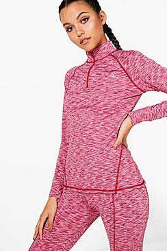 Boohoo Kayla Fit Spacedye Half Zip Gym Top