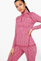 Boohoo Kayla Fit Spacedye Half Zip Gym Top