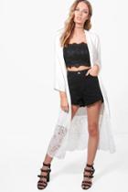 Boohoo Kerry Lace Panel Kimono Ivory