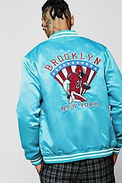 Boohoo Back Embroidered Varsity Bomber