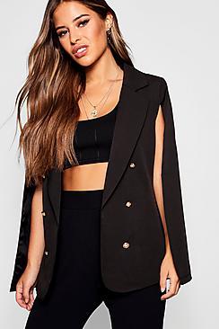 Boohoo Petite Double Breasted Cape Blazer