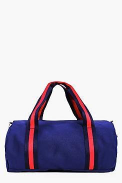 Boohoo Lauren Contrast Webbing Sports Barrel Bag