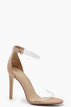 Boohoo Faith Clear Band 2 Part Heels