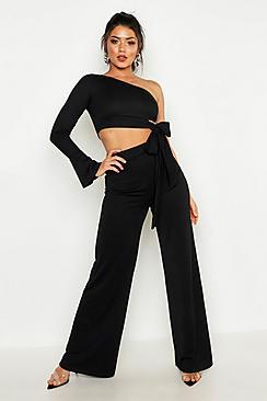 Boohoo One Shoulder Top & Wide Leg Trouser Co-ord