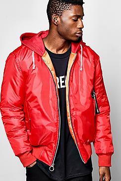 Boohoo Oversized Hooded Ma1 Bomber Jacket
