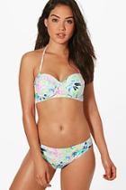 Boohoo Alicante Mix And Match Palm Print Bikini Top