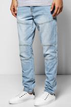 Boohoo Tapered Fit Panelled Jeans Blue