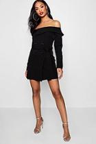Boohoo Cassie Off Shoulder Double Breasted Blazer Dress