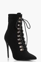 Boohoo Lucy Lace Up Pointed Toe Shoe Boot