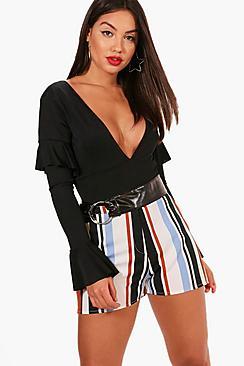 Boohoo Arely Stripe Flippy Shorts