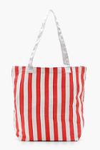 Boohoo Lily Stripe Canvas Shopper Bag