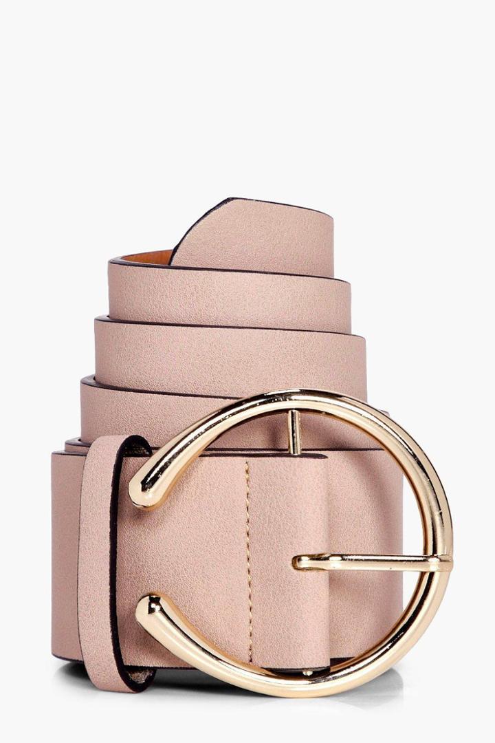 Boohoo Zoe Circle Buckle Boyfriend Belt Mink