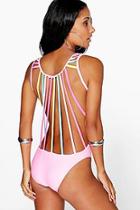 Boohoo Imogen Rainbow Back Swimsuit