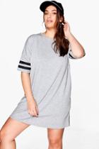 Boohoo Plus Charlotte Oversized Baseball T-shirt Dress Grey