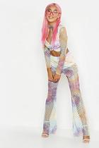 Boohoo Pastel Tie Dye Mesh Flare Trouser Co-ord