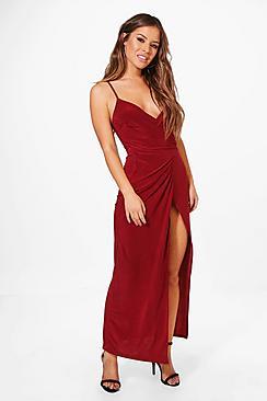 Boohoo Petite Wrap Strappy Maxi Dress