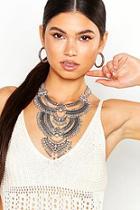 Boohoo Silver Boho Festival Statement Necklace