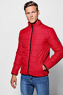 Boohoo Zip Through Funnel Neck Quilted Jacket