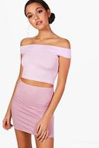 Boohoo Lilly Basic Off The Shoulder Crop Top