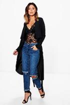 Boohoo Alexis Slinky Waterfall Belted Trench