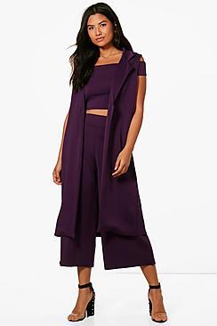 Boohoo Misa 3pc Culotte & Duster Co-ord Set