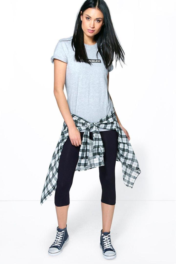Boohoo Amara Cropped Casual Basic Leggings Navy