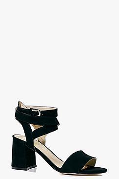 Boohoo Poppy Two Part Wrap Strap Block Heel