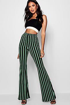Boohoo Emilia Crepe Bold Stripe Flare Trousers