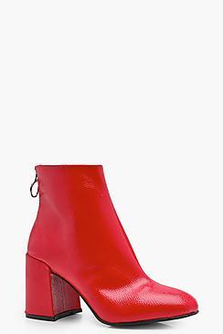 Boohoo Mali Patent Block Heel Ankle Boot