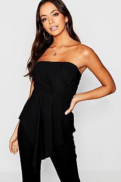 Boohoo Bandeau Wrap Detail Peplum Top