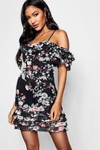 Boohoo Boutique Olga Cold Shoulder Floral Mini Dress