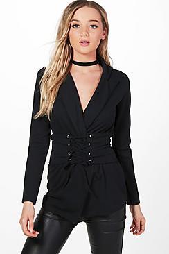 Boohoo Mary Detachable Corset Belted Blazer
