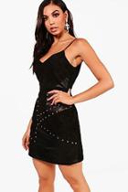 Boohoo Saffron Stud And Pu Panel Bodycon Dress