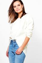 Boohoo Daisy Quilted Sweat Top Cream