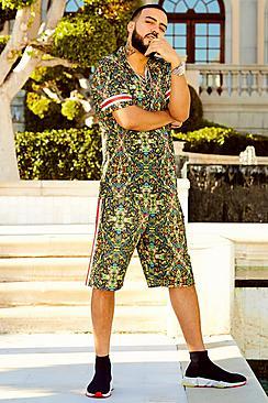 Boohoo French Montana Tropical Print Shorts Co-ord