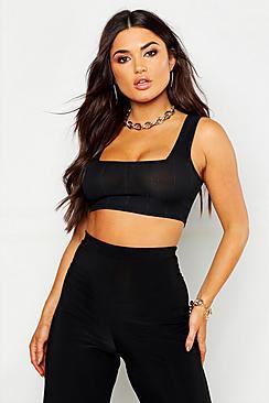Boohoo Square Neck Bandage Crop Top