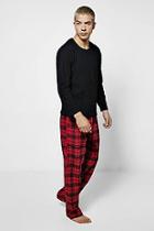 Boohoo Check Fleece Pyjama Set