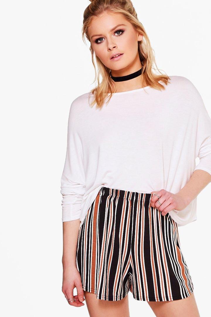 Boohoo Georgie Striped Flippy Shorts Black