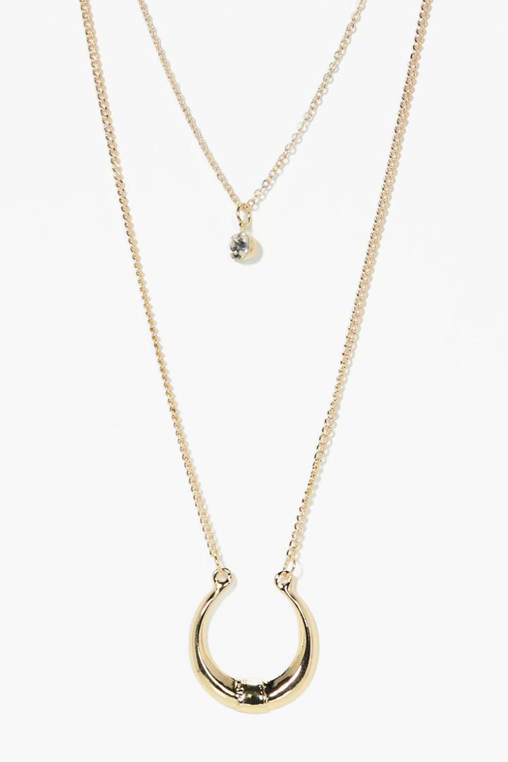Boohoo Olivia Layered Horseshoe Necklace Gold