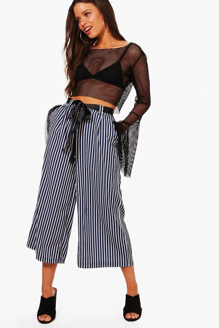 Boohoo Adelaide Striped Culottes Navy