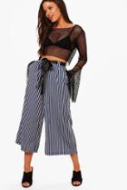 Boohoo Adelaide Striped Culottes Navy