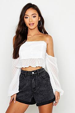 Boohoo Petite Acid Wash Mom Short