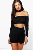 Boohoo Kellie Cut Out Choker Style Playsuit Black