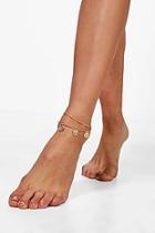 Boohoo Nelly Coin Detail Layered Anklet