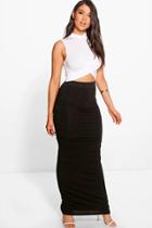 Boohoo Beau Rouched Side Basic Maxi Skirt Black