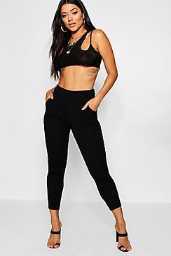 Boohoo Lillie Crepe Super Skinny Pocket Trousers
