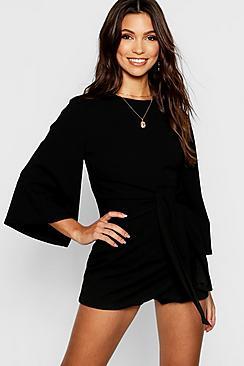 Boohoo Kimono Wrap Over Playsuit