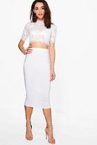 Boohoo Lianne Lace Crop & Slinky Skirt Co-ord Set